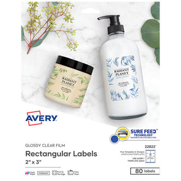 Avery® Print-to-the-edge Labels With Sure Feed And Easy Peel, 2 X 3, Glossy Clear, 80-pack freeshipping - TVN Wholesale